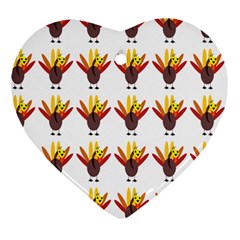 Turkey Thanksgiving Background Heart Ornament (two Sides)