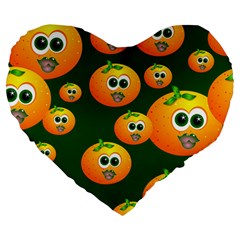 Seamless Orange Pattern Large 19  Premium Heart Shape Cushions