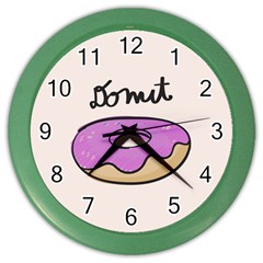 Donuts Sweet Food Color Wall Clock by Mariart