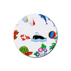 Summer Dolphin Whale Rubber Round Coaster (4 Pack) 