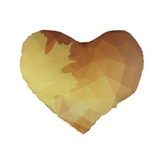 Autumn Leaf Maple Polygonal Standard 16  Premium Flano Heart Shape Cushions