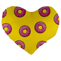 Background Donuts Sweet Food Large 19  Premium Heart Shape Cushions
