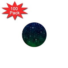 Background Blue Green Stars Night 1  Mini Buttons (100 Pack) 