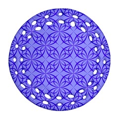 Decor Pattern Blue Curved Line Round Filigree Ornament (two Sides) by Pakrebo
