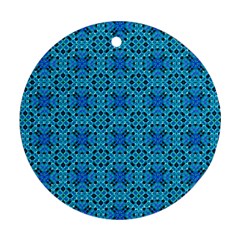 Background Image Tile Pattern Blue Round Ornament (two Sides) by Pakrebo