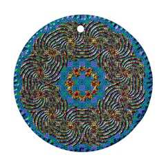 Tile Pattern Background Image Round Ornament (two Sides)