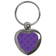 Tile Background Image Pattern Purple Blue Key Chains (heart)  by Pakrebo
