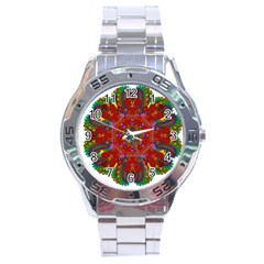Mandala Fractal Graphic Design Stainless Steel Analogue Watch