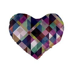 Geometric Sense Standard 16  Premium Flano Heart Shape Cushions by WensdaiAmbrose
