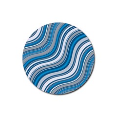 Blue Wave Surges On Rubber Round Coaster (4 Pack)  by WensdaiAmbrose
