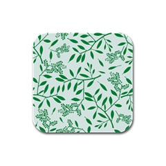Leaves Foliage Green Wallpaper Rubber Square Coaster (4 Pack) 