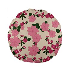 Floral Vintage Flowers Wallpaper Standard 15  Premium Flano Round Cushions