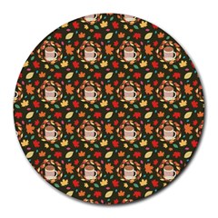 Tea Cup Leaf Leaves Round Mousepads by Alisyart