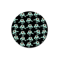 Squidward In Repose Pattern Rubber Coaster (round)  by Valentinaart