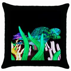 Dragon Lights Turtle Throw Pillow Case (black) by Riverwoman