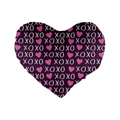 Xo Valentines Day Pattern Standard 16  Premium Heart Shape Cushions by Valentinaart