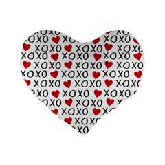 Xo Valentines Day Pattern Standard 16  Premium Flano Heart Shape Cushions by Valentinaart