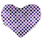 Shades Of Purple Polka Dots Large 19  Premium Heart Shape Cushions Back