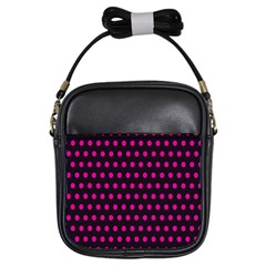 Pink Black Polka Dots Girls Sling Bag by retrotoomoderndesigns