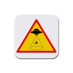 Sign Road Road Sign Traffic Rubber Square Coaster (4 Pack)  by Wegoenart