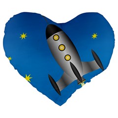 Rocket Spaceship Space Travel Nasa Large 19  Premium Flano Heart Shape Cushions by Wegoenart