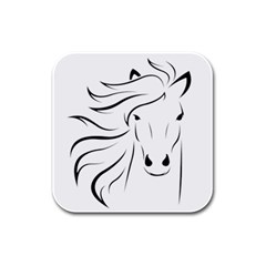 Animal Equine Face Horse Rubber Square Coaster (4 Pack)  by Wegoenart