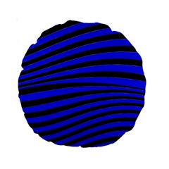 Black And Blue Linear Abstract Print Standard 15  Premium Round Cushions by dflcprintsclothing