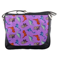 Dinosaurs - Violet Messenger Bag by WensdaiAmbrose