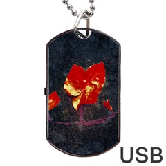 Grunge Floral Collage Design Dog Tag Usb Flash (one Side) by dflcprintsclothing