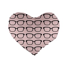 Nerdy Glasses Pink Standard 16  Premium Flano Heart Shape Cushions by snowwhitegirl