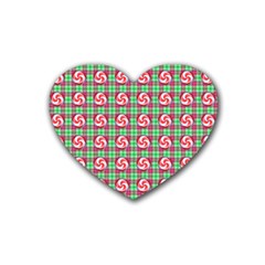 Peppermint Candy Green Plaid Heart Coaster (4 Pack)  by snowwhitegirl