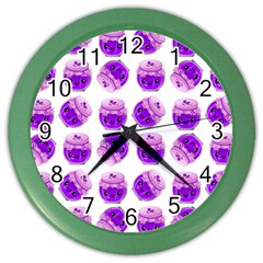 Kawaii Grape Jam Jar Pattern Color Wall Clock by snowwhitegirl