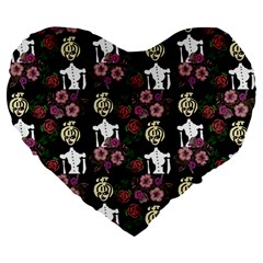 Victorian Girl Black Large 19  Premium Flano Heart Shape Cushions by snowwhitegirl
