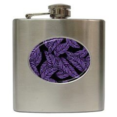 Tropical Leaves Purple Hip Flask (6 Oz) by snowwhitegirl