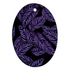 Tropical Leaves Purple Oval Ornament (two Sides) by snowwhitegirl