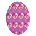 Colorful Cherubs Pink Oval Ornament (Two Sides)