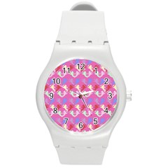 Colorful Cherubs Pink Round Plastic Sport Watch (m) by snowwhitegirl