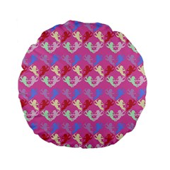 Colorful Cherubs Pink Standard 15  Premium Flano Round Cushions by snowwhitegirl