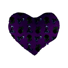 Gothic Girl Rose Purple Pattern Standard 16  Premium Flano Heart Shape Cushions by snowwhitegirl