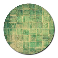 Abstract Green Tile Round Mousepads by snowwhitegirl