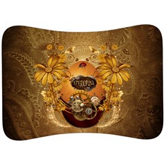 Awesome Steampunk Easter Egg With Flowers, Clocks And Gears Velour Seat Head Rest Cushion by FantasyWorld7