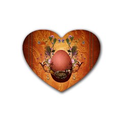Wonderful Steampunk Easter Egg With Flowers Heart Coaster (4 Pack)  by FantasyWorld7