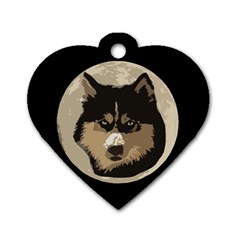 Husky Moon Dog Tag Heart (one Side) by snowwhitegirl