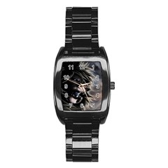 Angry Lion Digital Art Hd Stainless Steel Barrel Watch by Sudhe