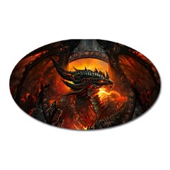 Dragon Legend Art Fire Digital Fantasy Oval Magnet by Sudhe