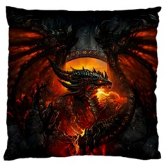Dragon Legend Art Fire Digital Fantasy Large Flano Cushion Case (two Sides) by Sudhe