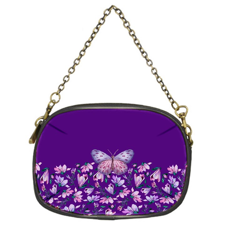 Purple Spring Butterfly Chain Purse (One Side)