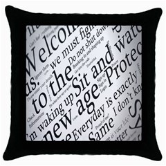 Abstract Minimalistic Text Typography Grayscale Focused Into Newspaper Throw Pillow Case (black) by Sudhe