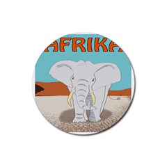 Africa Elephant Animals Animal Rubber Round Coaster (4 Pack)  by Sudhe