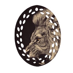 Angry Male Lion Oval Filigree Ornament (two Sides) by Sudhe